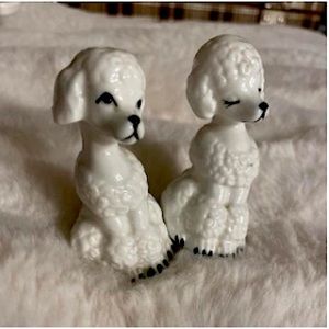 Vintage White Poodle Salt and Pepper Shakers.